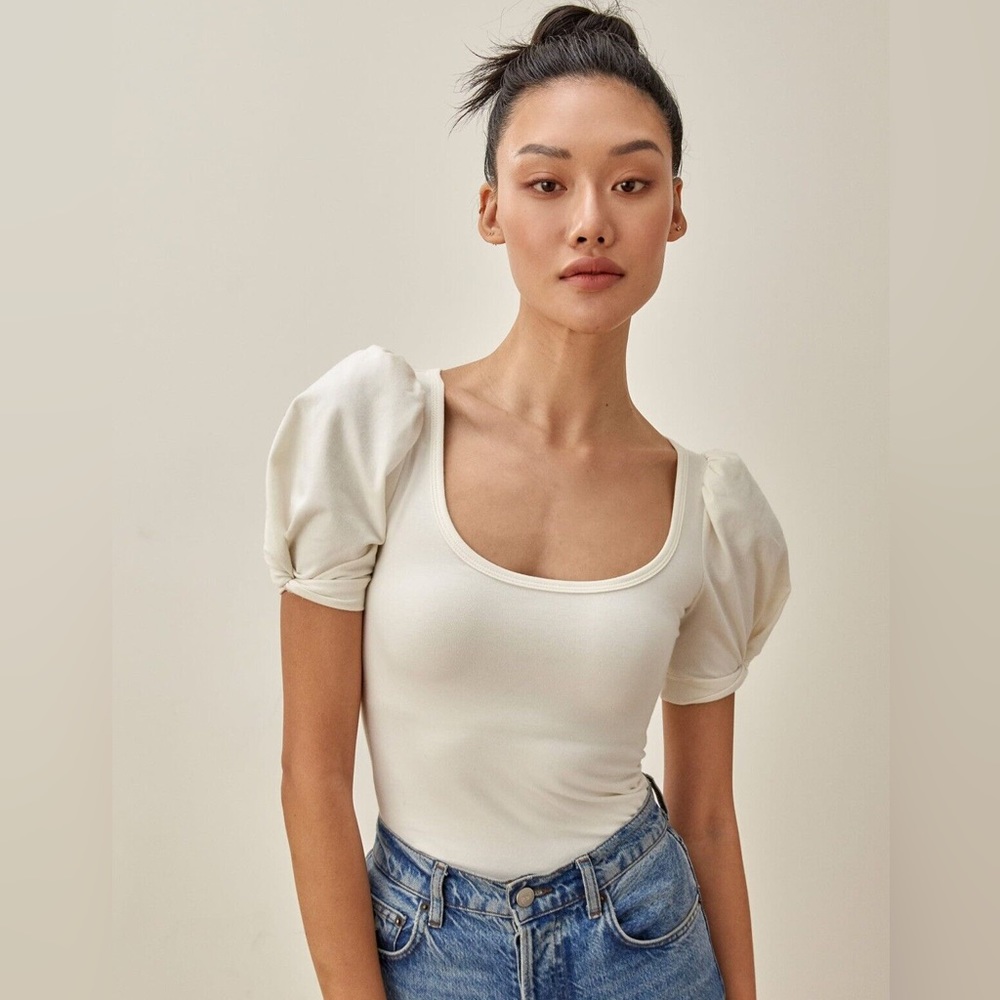 Reformation Frances Tee Shirt in Ivory, Size S